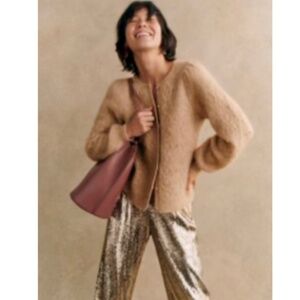 Sezane Nattie Cardigan Light Beige - Size L
